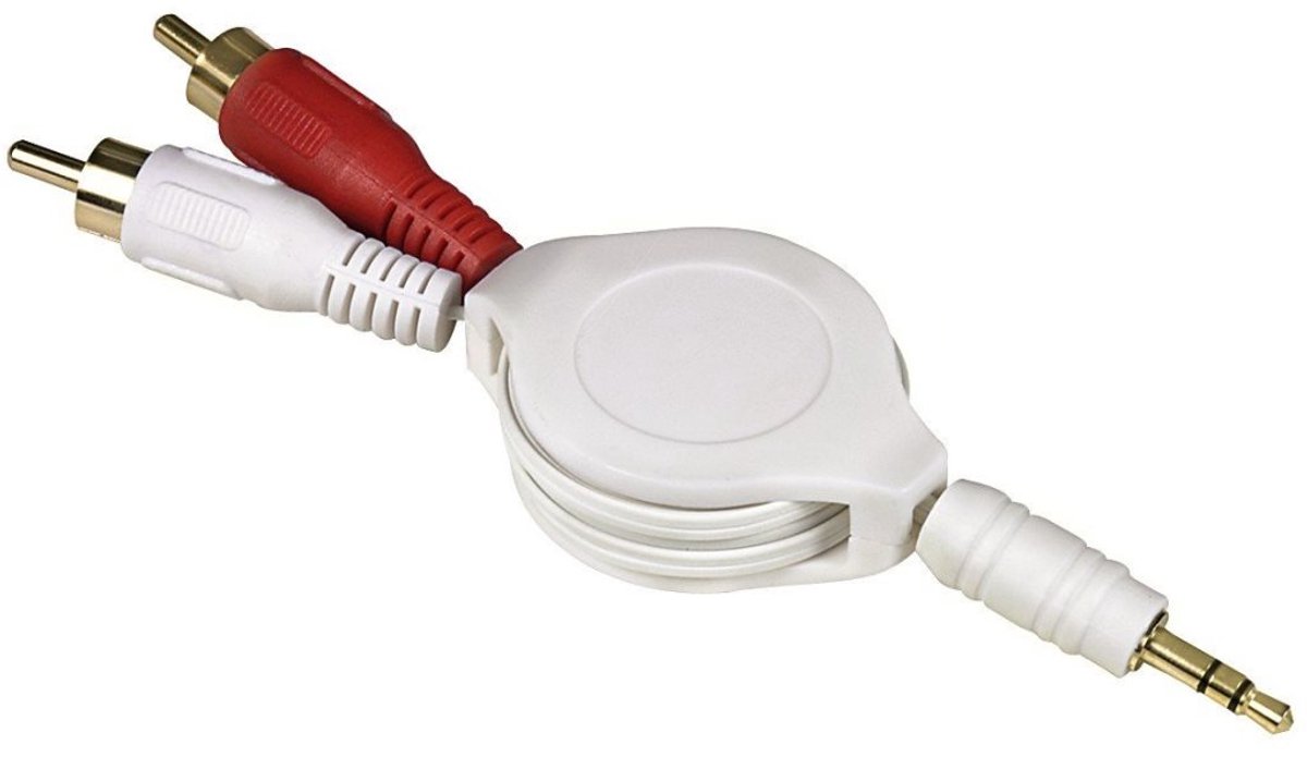 Oprolkabel 3,5 mm jack - 2x RCA max. 1,35 m