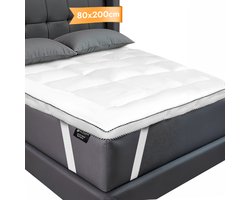 Nice Dreams® Topper 80x200 – Luxe 3D Air Hotel Topmatras – Zachte en Orthopedische Topdekmatras – Wasbaar & Anti-Allergisch – Met Elastische Hoeken – Wit – Eenpersoons