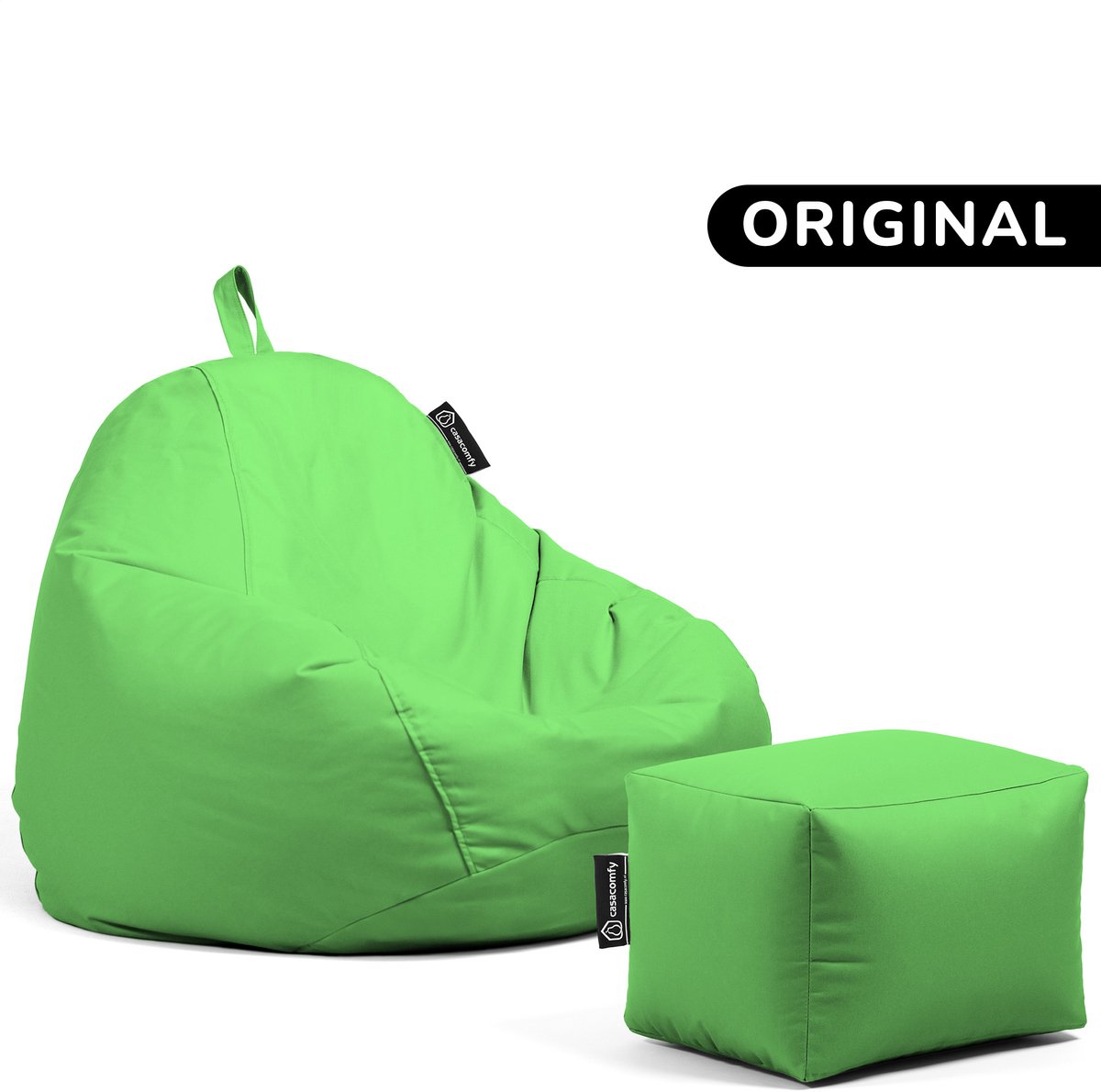 Casacomfy Pear Original - Zitzak met Voetenbankje - Kind & Volwassenen - Binnen & Buiten - Lime Lime + voetenbankje