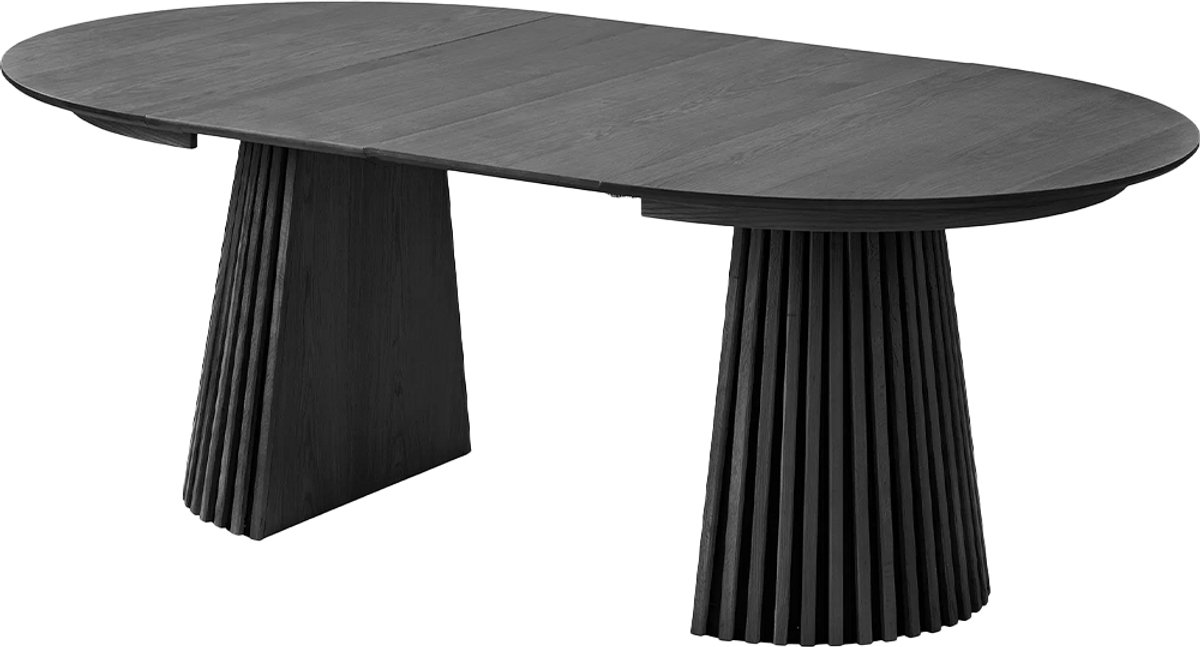 Artichok Alko Uitschuifbare Houten Eettafel Zwart - Rond - Ovaal - Scandinavisch - Lange - Verlengbare - Ø 120 tot 200 cm
