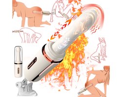 Vitdipy - Stotende Dildo Vibrator - 7 Stuwstanden - 7 Vibratiestanden - Warmtefunctie - Verstelbare Hoek - Met Zuignap - Wit