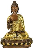 Boeddha beeld - onderwijzende boeddha - teaching - buddha - beeld - 2-kleurig - 20 cm - messing - 1625 gram