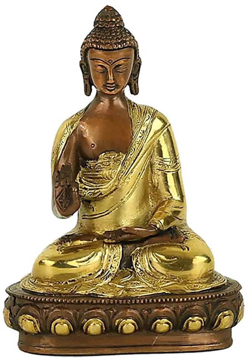 Boeddha Teaching beeld 2-kleurig - 20 - 1690 - Messing - M