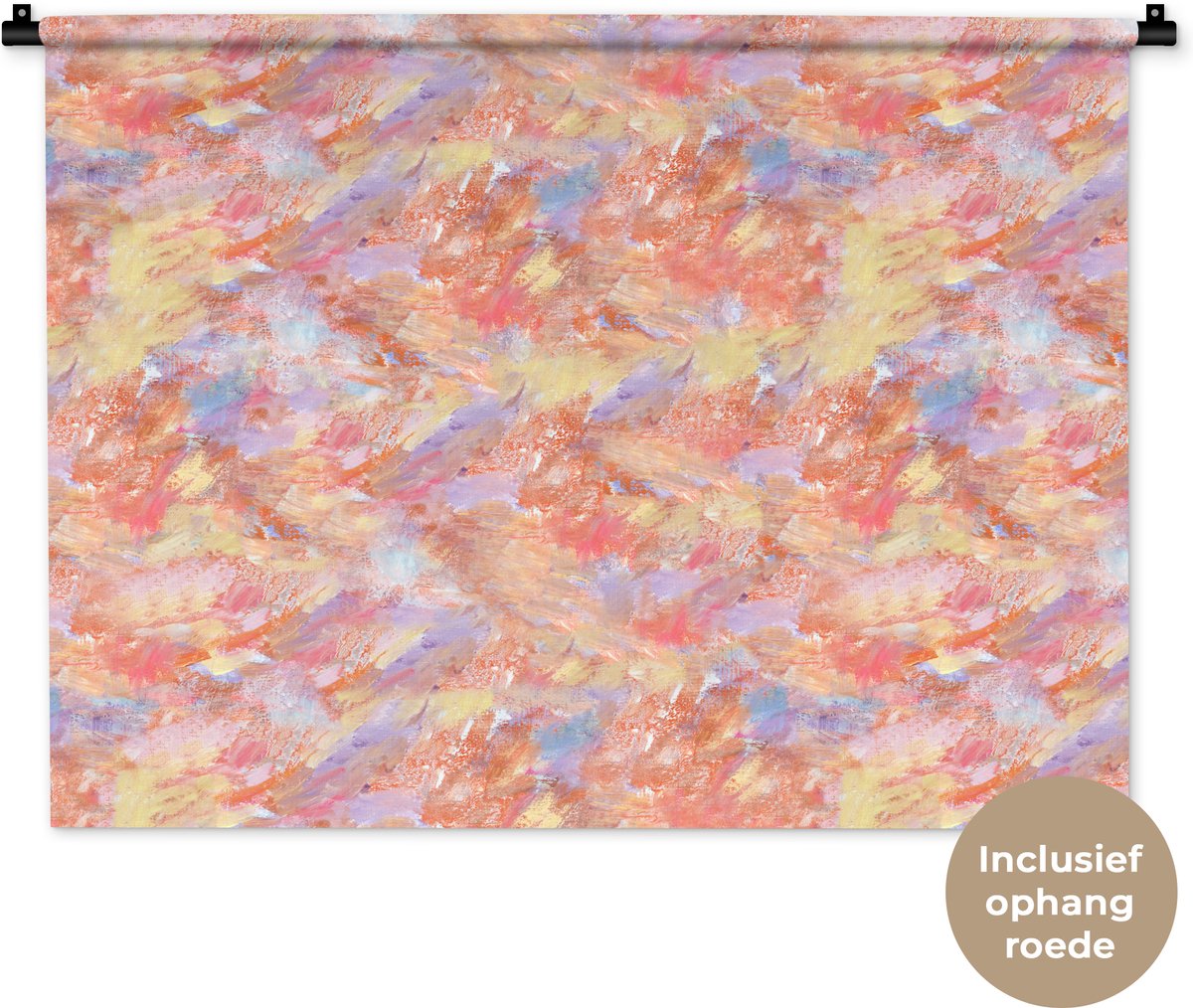 Wandkleed 90x67.5 cm - Wanddoek Abstract - Multi - Kleur - Verf - Wandtapijt - Wandkleden
