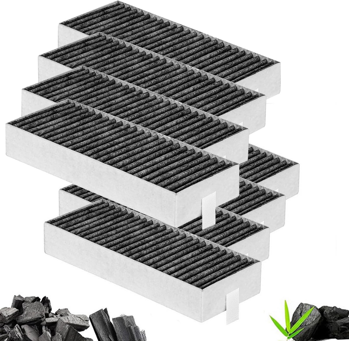 Image of 8 Pack Cooker Hood Activated Carbon Filters, Replacement Hood Filters Compatible with HZ9VRCR0 17004796/HEZ9VRCR0 17004805/Z821VR0 17004806/CA282111/CCZ9VRCRCR0 17006669 (193 x 7 x 7 2.0. 0 x