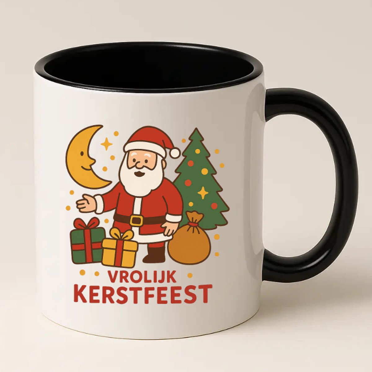 Vrolijk Kerstfeest Mok Zwart - Kerstcadeau - Kerstcadeautje - Kerstmok
