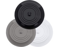 Afvoerstop - 3 Stuks - 15 cm Diameter - Wit, grijs en zwart - Afvoerplug - Gootsteen Stop Universeel - Silicone - Badstop - Anti Verstopping - Voor Gootsteen Spoelbak Bad Douchebak Keuken Wasbak Badkuip Aanrecht