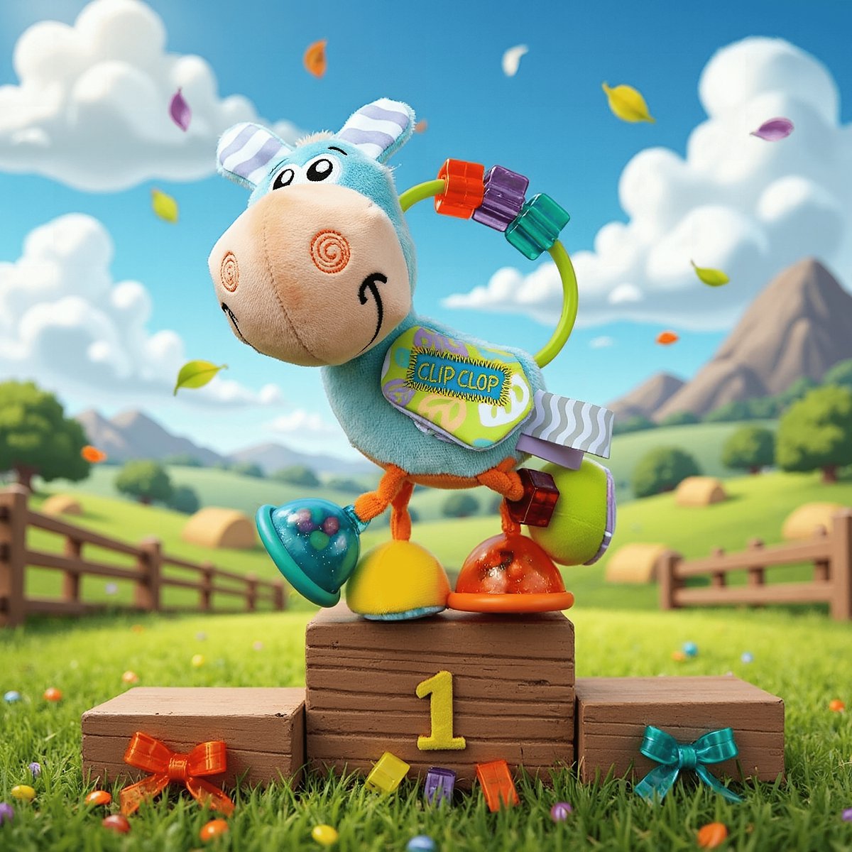 Playgro Clip Clop Rammelaar - Blauw - Activiteitenspeeltje - Rammelaar - Kraamkado - Baby speelgoed - Babyspeeltje - Kinderwagenaccessoire - Knuffeldier - Baby rammelaar - Bijtspeelgoed - Grijpspeelgoed - Baby — afbeelding 8