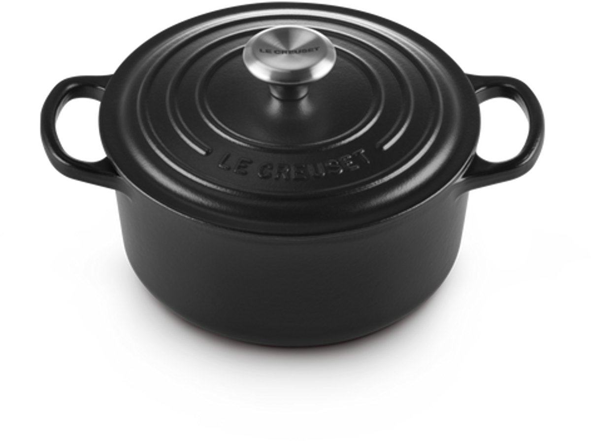Le Creuset Braad- / Stoofpan Signature rond Mat Zwart 18cm 1,8l