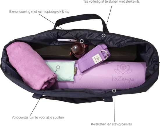 YoZenga Yogatas Olifant Olive Black - Sporttas - Yoga tas groot - Gouden Olifant Borduursel - Met Binnenvak - Ook Geschikt als Sporttas en Weekendtas van YoZenga — afbeelding 2