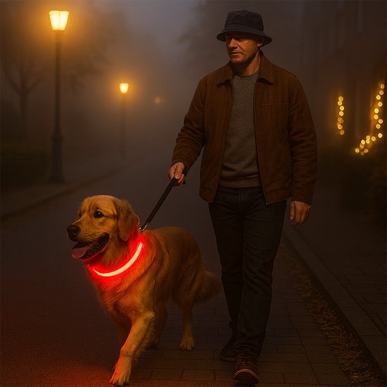 Collier LED rouge pour chien - Petite taille - collier lumineux rouge - 35 cm - Veuillez mesurer la taille avec précision ! - Collier pour chien lumineux - Rechargeable via USB - Collier réglable rechargeable par USB