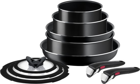 Foto: Tefal ingenio easy cook clean pannenset 10 delig niet geschikt voor inductie stapelbaar afneembare handgreep ruimtebesparend