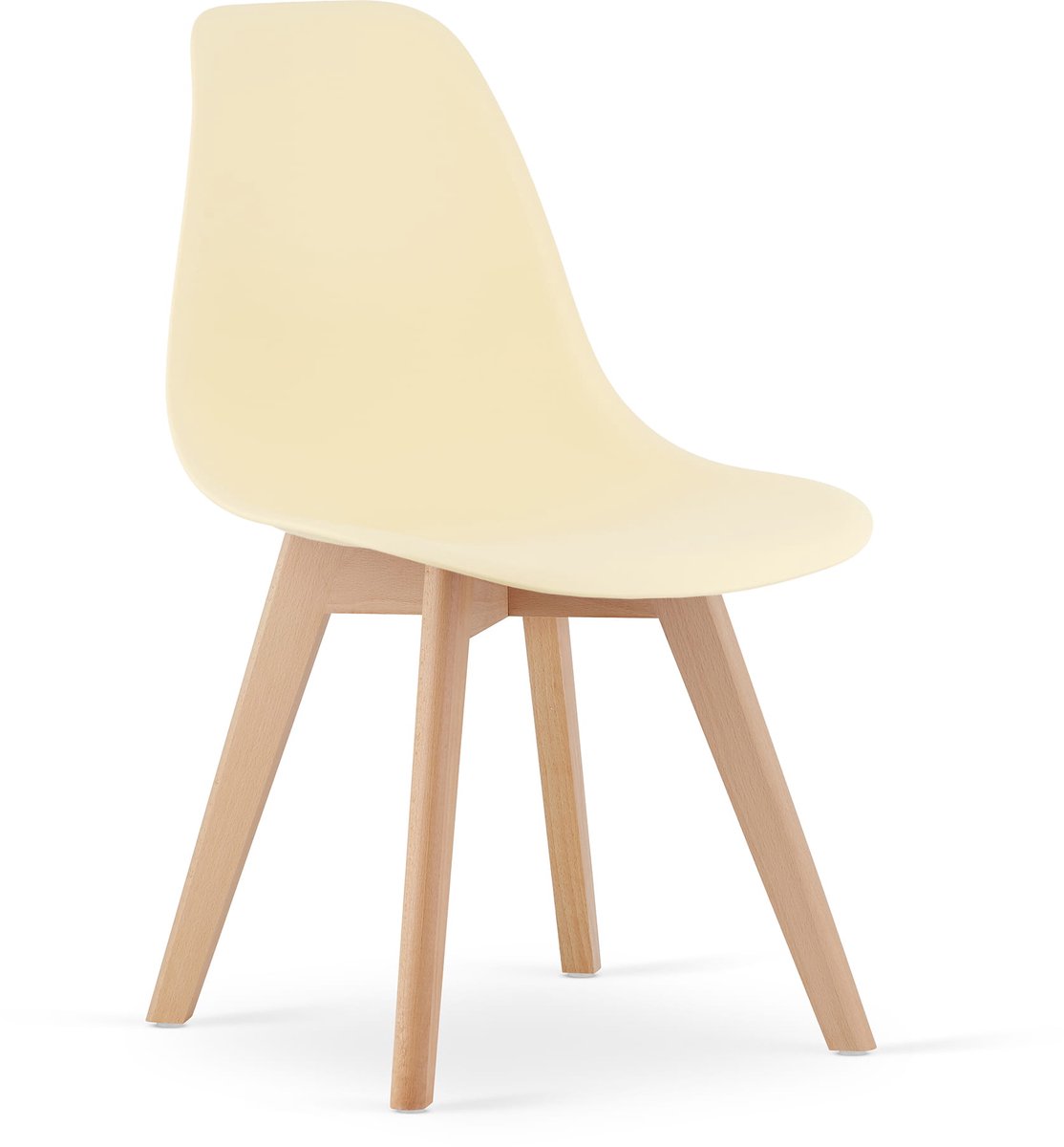Eetkamerstoel KITO – Crème – Beuken Poten – Kuipstoel met Kunststof Zitting – Tijdloos Design – Geschikt voor Woonkamer, Eetkamer en Kantoor