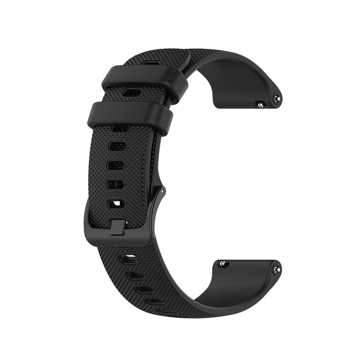 Qelus Zwart 20mm Universele Siliconen Horlogebandje - Snelsluiting, Waterdicht, RVS Gesp - Verstelbare - Passend voor Pols 130-220mm - Voor Smartwatch Traditioneel Horloge