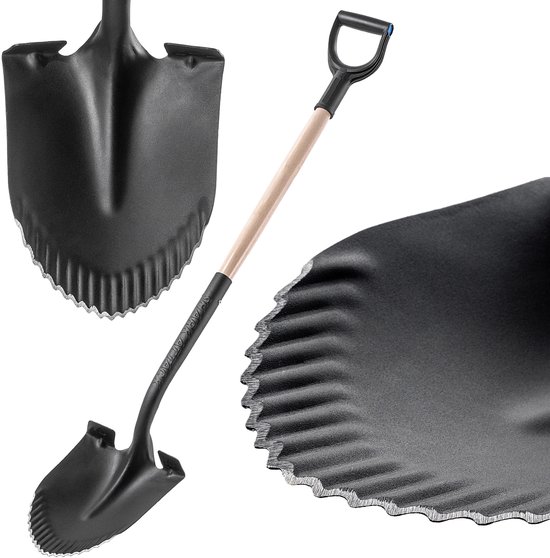 KADAX Drainagespaten, puntige schep met D-greep en steel, lichte drainageschop met tanden, ergonomische tuinspaten, kanaalspenen voor het graven van gaten (130 x 23,5 cm) van Merkloos	 — afbeelding 2