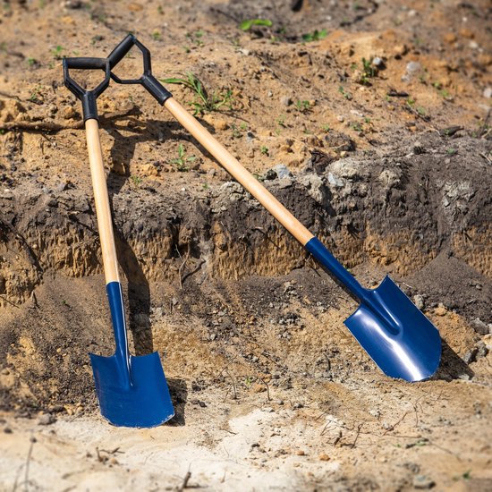 KADAX Spade, tuinschep met inkepingen, schep met D-handgreep, tuinspade om te graven, schep met steel van hout, grafspade voor tuin (rond) van Merkloos	 — afbeelding 4