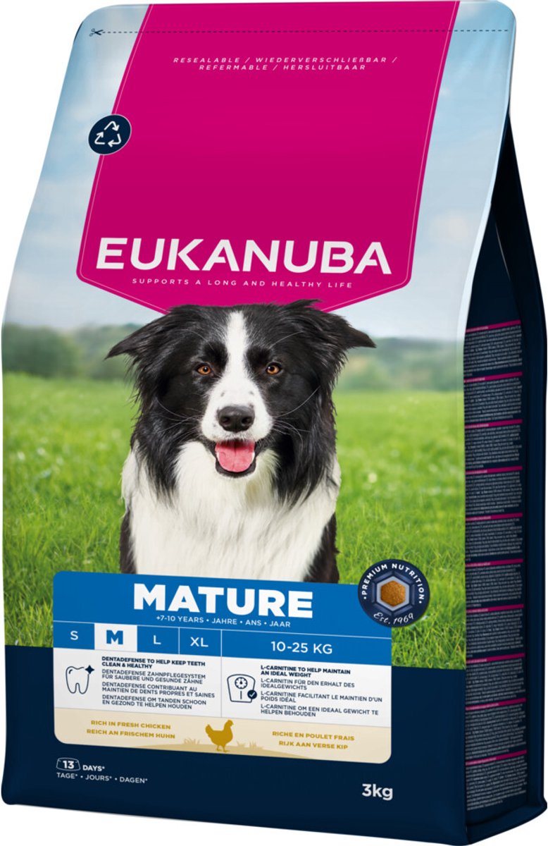 Eukanuba Life Care Dog Mature Medium Hondenvoer Chicken – 3 x 3 kg – Voordeelverpakking