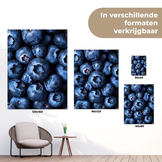 Tuinposter 30x40 cm - Tuindecoratie Bessen - Blauw - Fruit - Poster voor in de tuin - Buiten decoratie - Schutting tuinschilderij - Tuindoek muurdecoratie - Wanddecoratie balkondoek