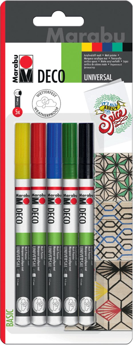 Marabou acrylstift 'Deco Painter matt', blister van 5