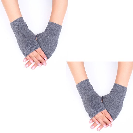 Mitaines Sans Doigts En Coton - 2 Paires Unisexe Gris Et Noir - Taille Unique - Pour écran Tactile, écriture