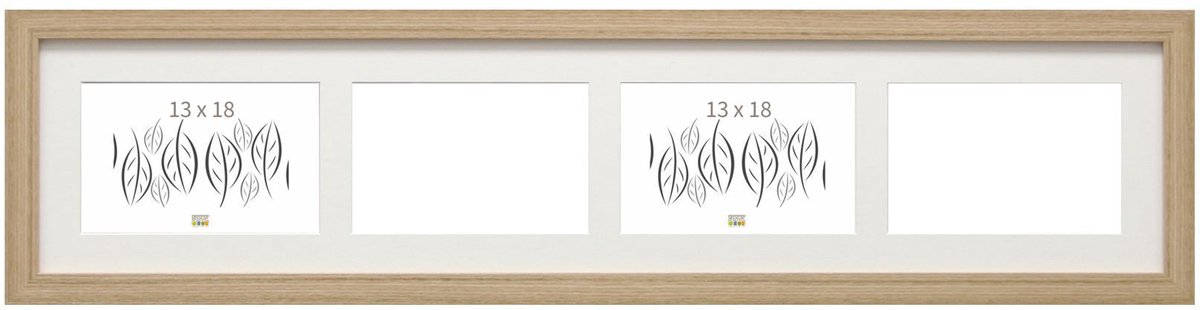 Deknudt Frames fotolijst S66KD4 - naturel - 4 horizontale foto's 13x18 cm