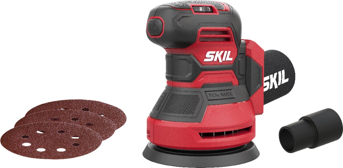 SKIL Excentrische Accu Schuurmachine 20V - Schuurschijf 125mm - Vlakschuurmachine - Inclusief Stofzak & 3 Stuks Schuurpapier - Geleverd Zonder Accu - Skil 3745 CA
