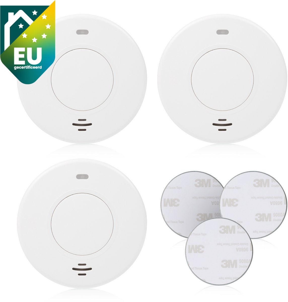 Set van 3 - 3x Smartwares Rookmelder FSM-12001 - 10 jarige batterij - Inclusief 3x FOT-14001 bevestigingsset - Multipack
