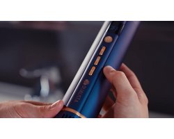 Qualista Multistyler Pro - Blauw - 1400W - 7 opzetstukken - luxe lederen box - Keramische ionen technologie - krul/stijl functie - COLD shot