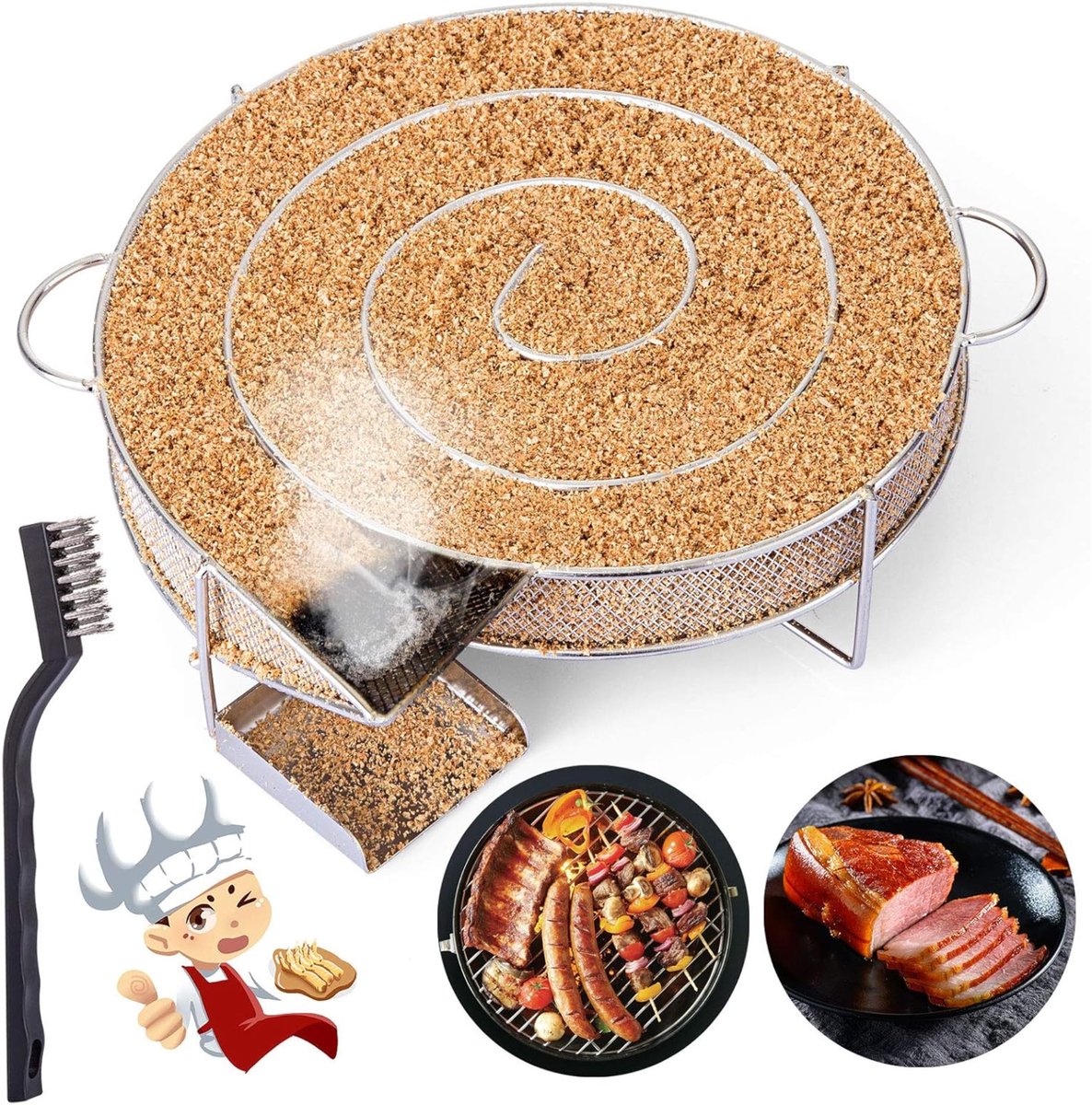 Cold Smoke Generator - Smokerbox - RVS Rookbox - Spiraal - Rookgenerator - Rookmot - Koud roken - BBQ Accesoires - 19CM