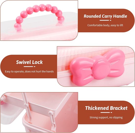 Opbergdoos voor haaraccessoires, meerlaagse accessoire-organizer, sieradendoos voor haaraccessoires voor meisjes, draagbare reishaaraccessoires opslag voor make-up, kunstbenodigdheden