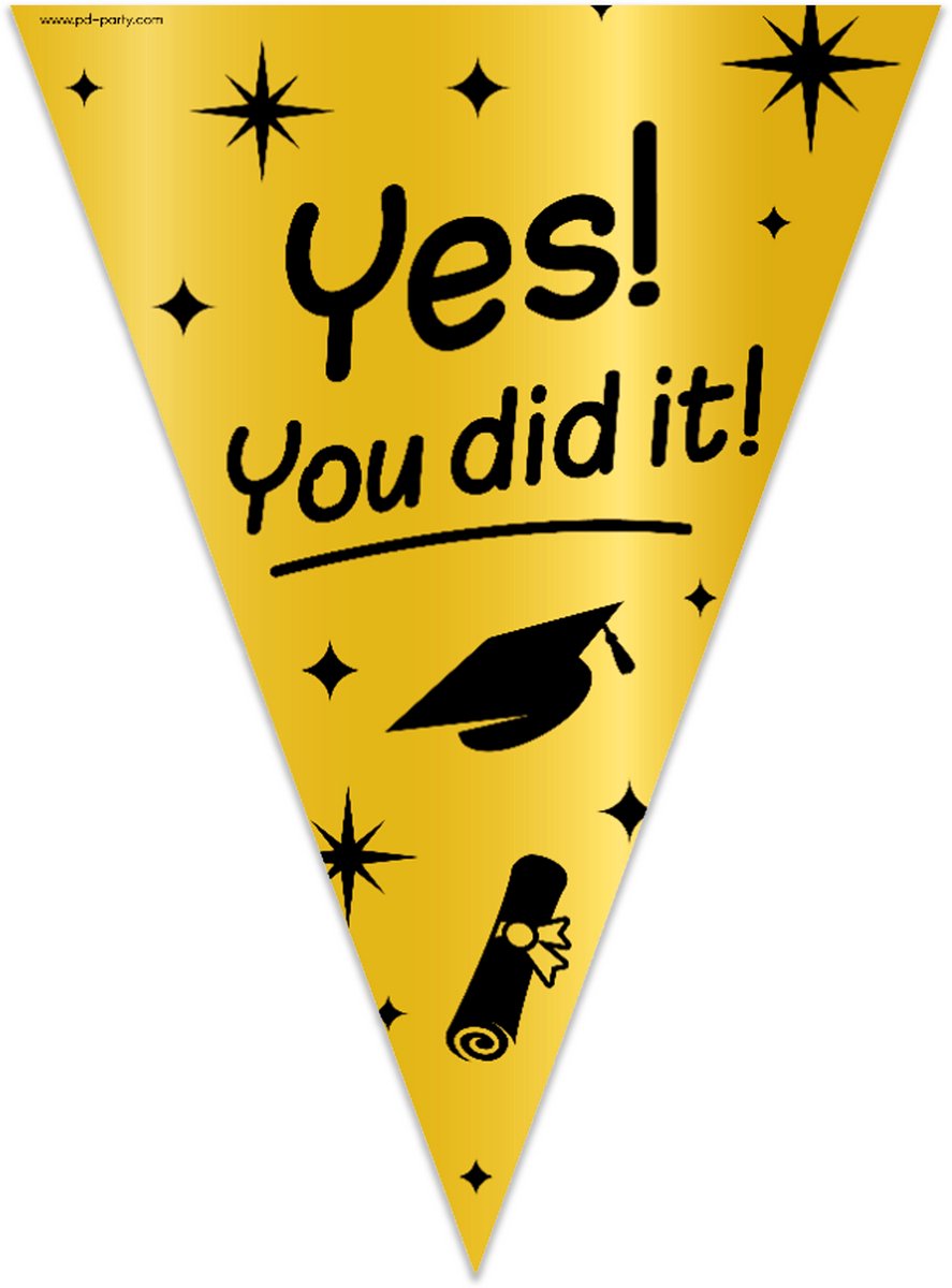 BTH - Slingers - Yes! You Did It! - Goud en Zwart - Geslaagd Versiering - Slinger - Vlaggenlijn - Geslaagd Cadeaus - 1 St — afbeelding 6