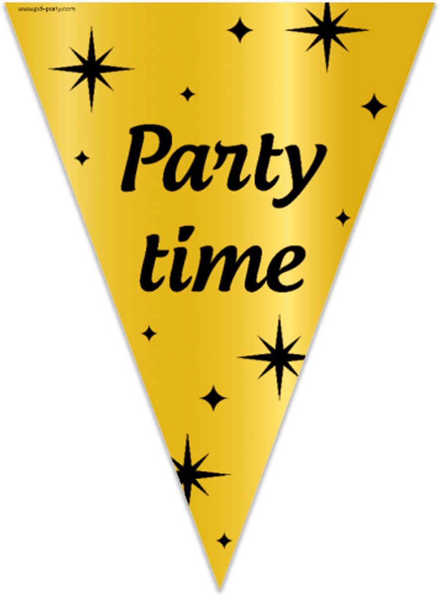 BTH - Slingers - Party Time - Goud en Zwart - Slingers Verjaardag - Vlaggenlijn - Verjaardag Versiering - Verjaardag - 1X — afbeelding 6