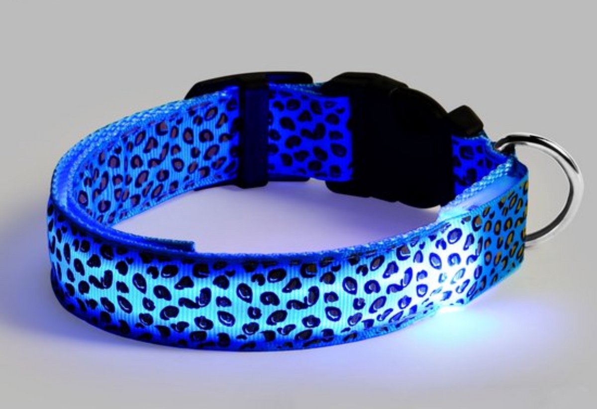 Furley's Lichtgevende LED Halsband Hond - Hondenriem Verlichting Met Batterij - Hondenverlichting Halsbanden Lichtgevend - Size L - Blauw