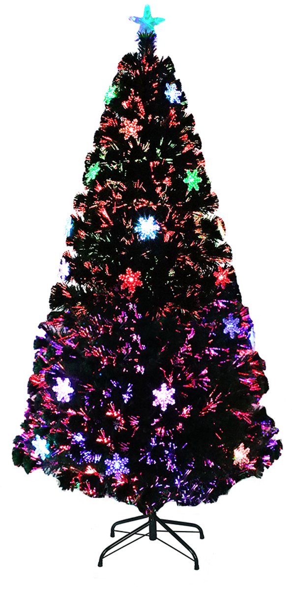 240cm Kunstkerstboom met verlichting PVC dennenboom LED sneeuwvlokken glasvezel kleurverandering groene boom metalen standaard decoratieve boom kunstkerstboom met metalen standaard