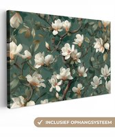 Tableau sur toile 120x80 cm - Décoration murale Fleurs - Branches - Wit - Classique - Décoration murale salon - Décoration chambre - Accessoires chambre - Peintures sur toile