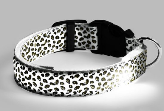 Furley's Lichtgevende LED Halsband Hond - Hondenriem Verlichting met Batterij - Hondenverlichting Halsbanden Lichtgevend - Size M - Wit