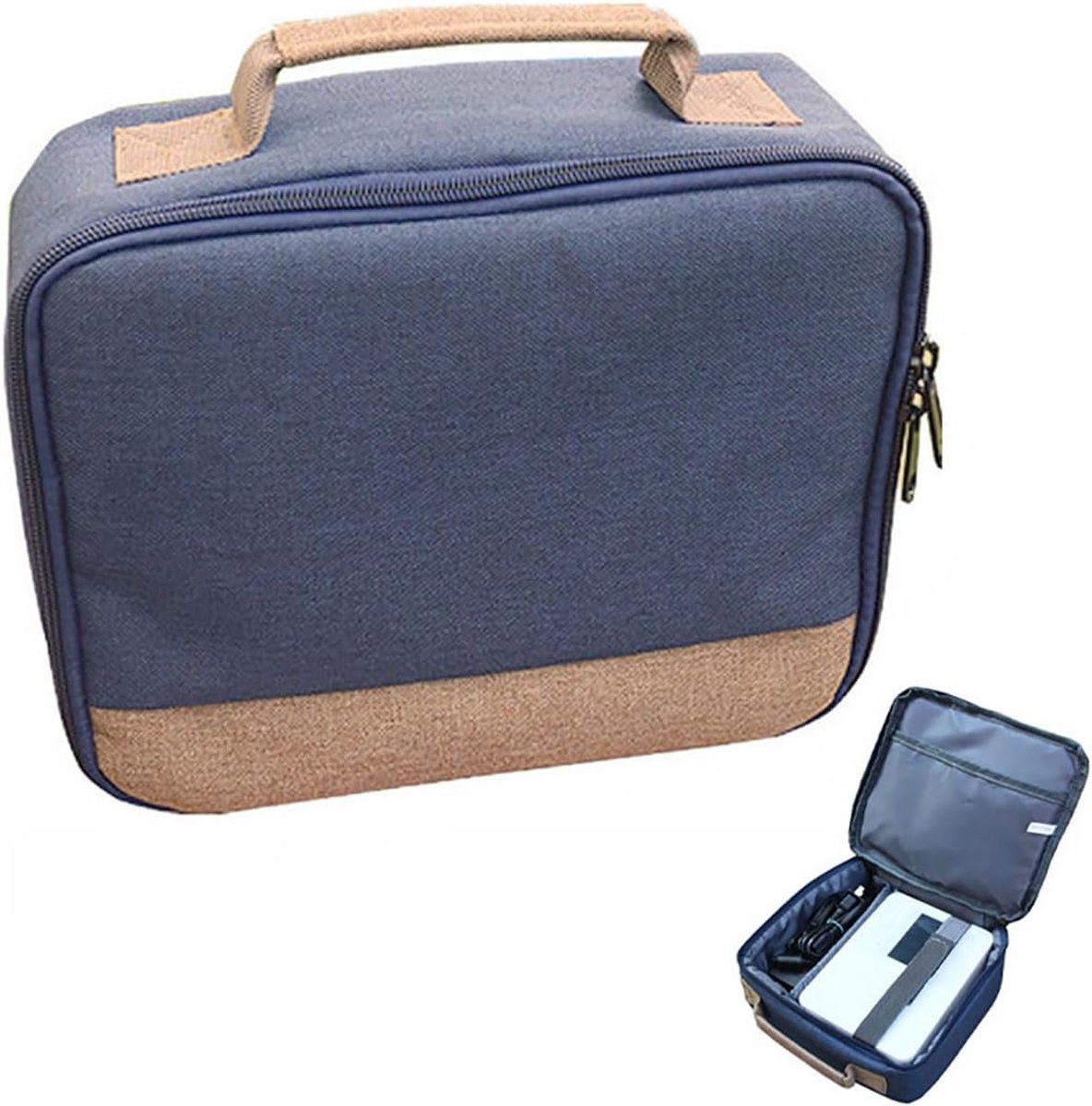 Kabelorganizer - elektronische tasorganizer - projectortas - draagbare tas voor mini-projector, projectortas, compatibel met de meeste projectoren, projectoren en accessoires, Donkerblauw, Kabel