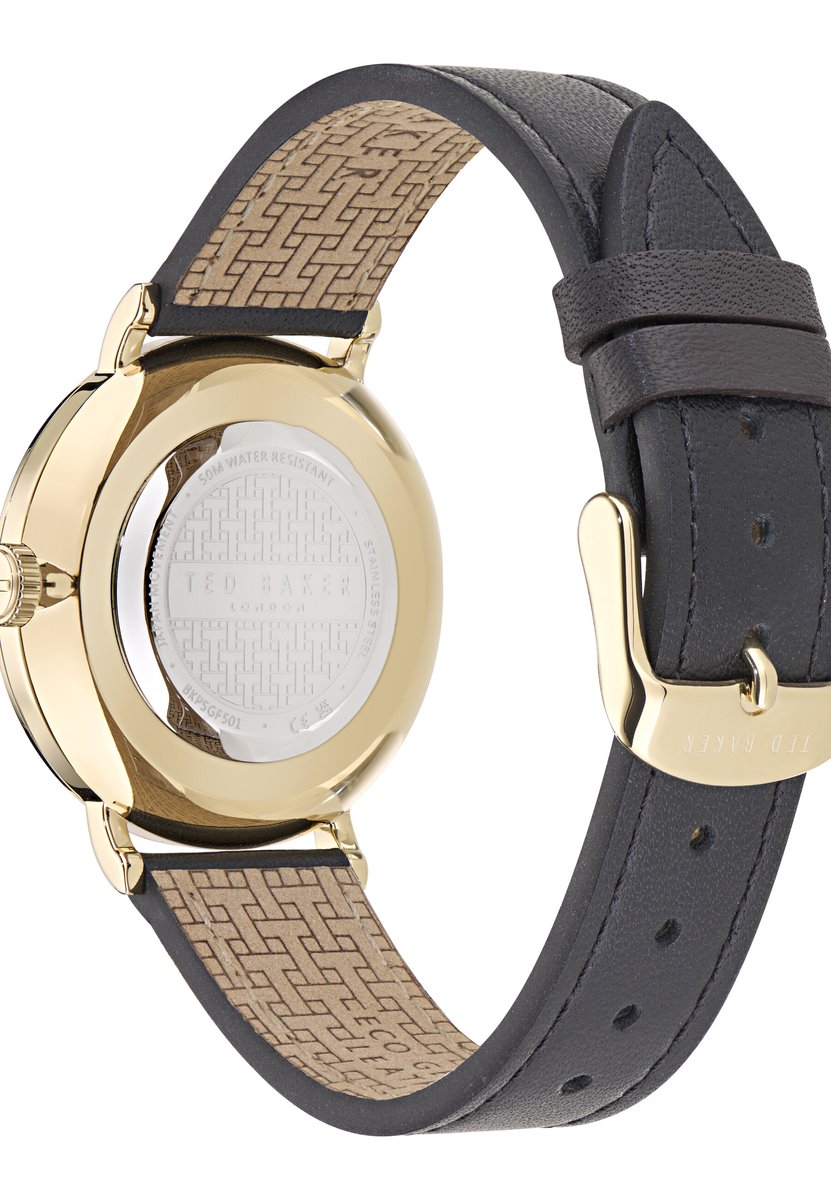 Ted Baker Staciie Gents Quartz Analoog Horloge Zwart Kast: 100% Roestvrij Staal | Armband: 100% Leer 38 mm BKPSGF501W0