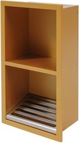Meuble de rangement encastré - Niche intégrée - Pour salle de bain et Cuisine - Étagère de rangement encastrée à 2 niveaux - Acier inoxydable - Goud