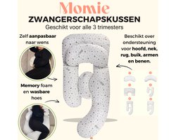 Momie Zwangerschapskussen gekleurde patronen 5 Kussens - Memory foam Katoen - 180*80 - Zijslaapkussen voor zwangerschapsfase 1 tot 3 - voedingskussen voor na de zwangerschap en voor babyvoeding - Lichaamskussen - Wasbare afneembare hoes