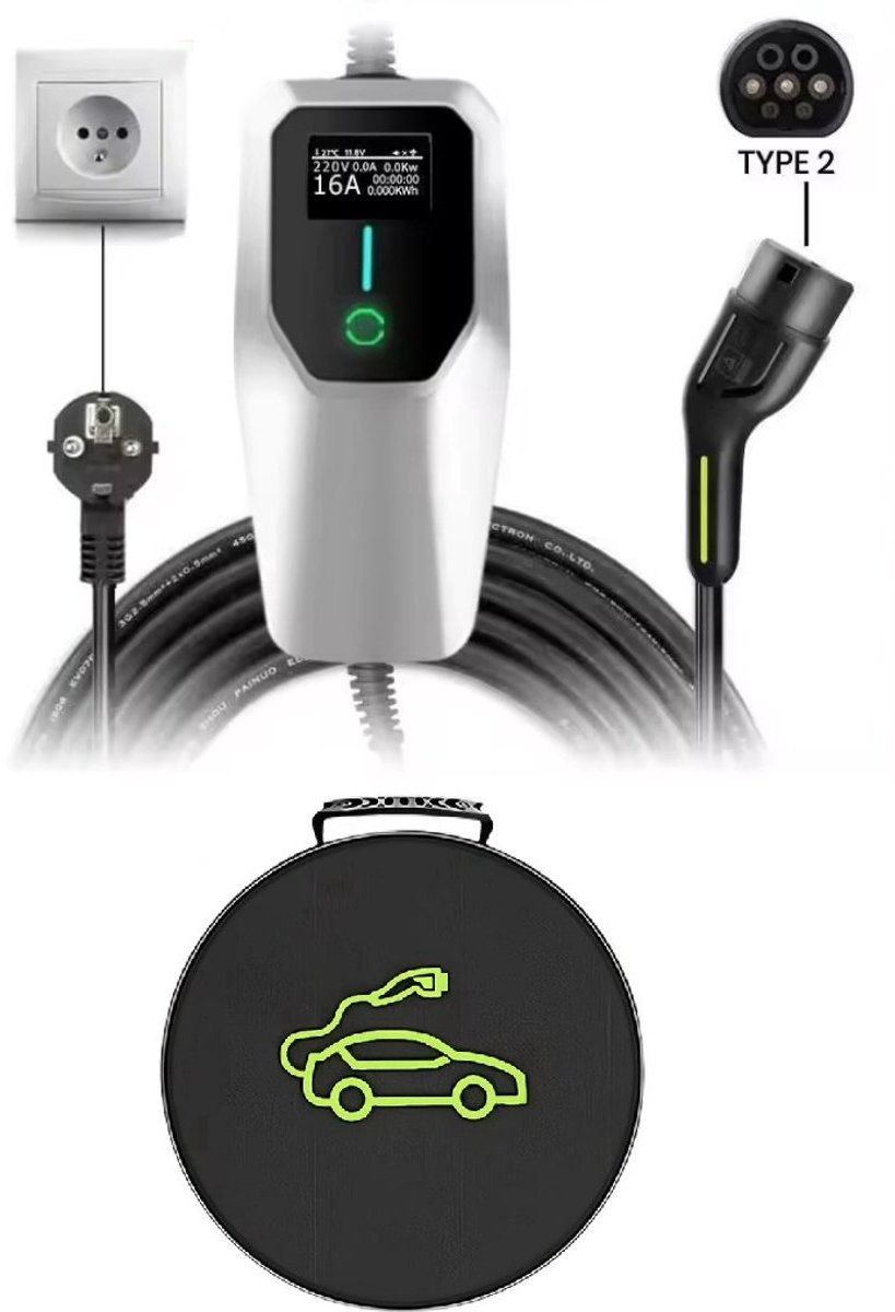 Junsun SYB 3.5KW 4M Type 2 EV Laadkabel - Instelbare Laadstroom