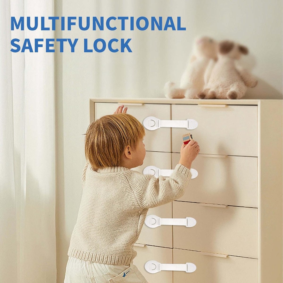 10 Sets Kinderen Veiligheid Ribbon Slot - Baby Multifunctional Ribbon Slot - Baby Veiligheid Slot Kinderen Veiligheid Slot - Lade Plastic Toilet Slot Koelkast Slot Deur – foto 2