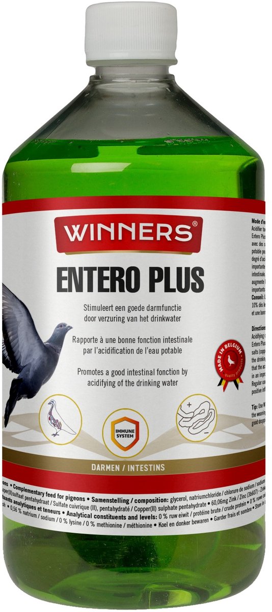 Belgian Winners Entero Plus 1L - supplement voor duiven - spijsvertering, darmflora