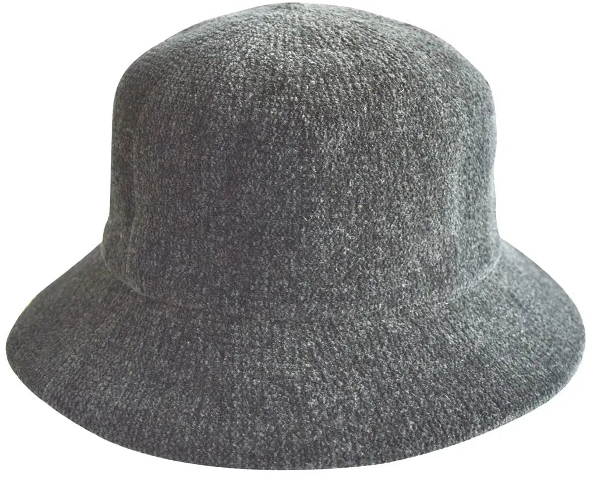 Kelly Bucket Hat Dames 100% Chenille Zachte Stof Intern Trekkoord 360FIVE Everyday - Maat: M-L: 58 cm - Charcoal