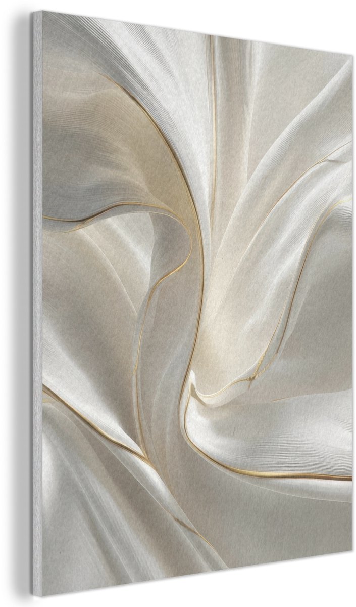 Akoestisch wandpaneel 50x70 cm - Vilt schilderij Stof - Plooien - Goud - Akoestische panelen - Geluidsdempende wanddecoratie - Geluidsisolatie woonkamer - Muurdecoratie geluidspanelen