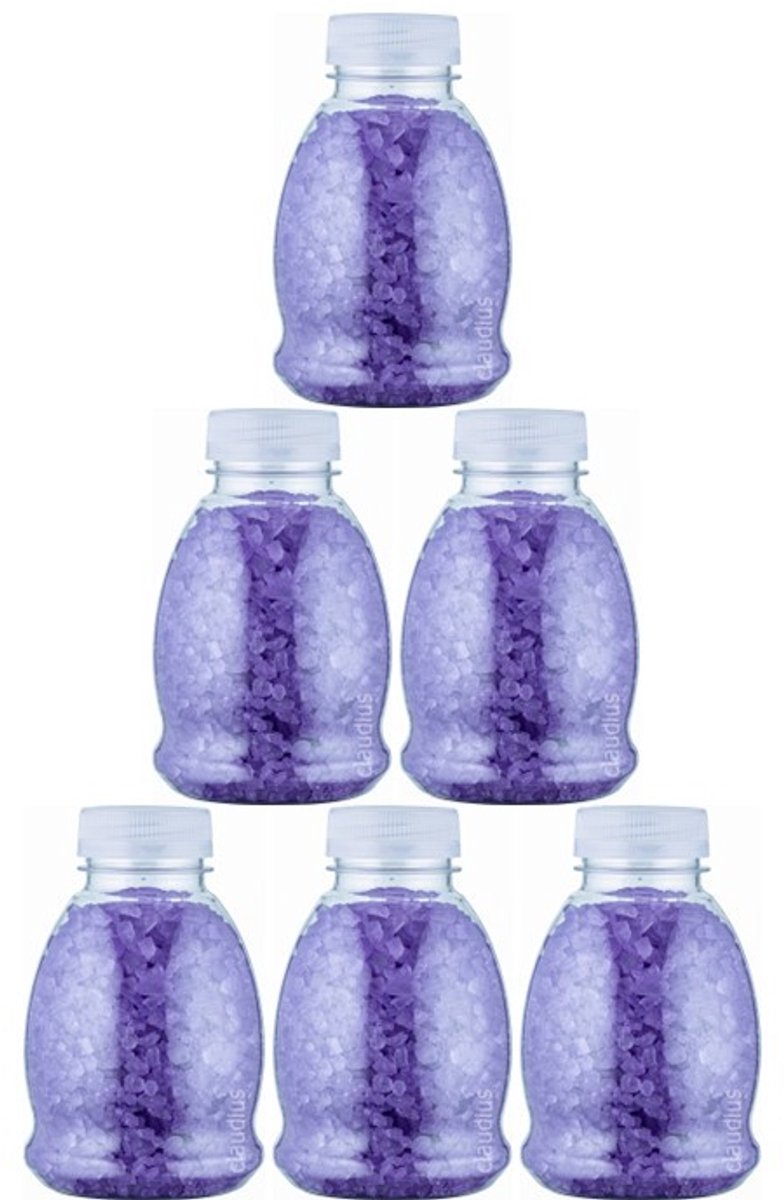 Claudius Badzout Lavendel - 375 gram - Fles met transparante dop - Set van 6 stuks