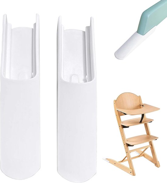 1 paar anti-kantelbeugels voor kinderstoelen - 14,1×3,2 cm - Voetbeschermers voor kinderstoelen - Antislip verlengstuk - Geschikt voor kinderstoelen, accessoires inclusief anti-kantelbeugel - Wit