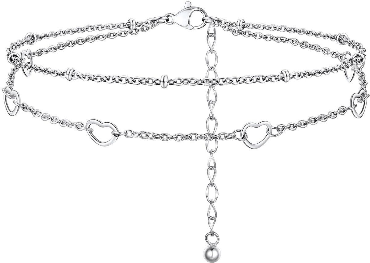 Dames Anklet Set van 3 - Waterdicht en Stevig - 22 cm + 5 cm Verlenging met Sieraad Doos