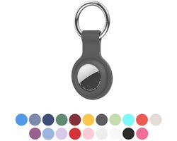JUALL Sleutelhanger Geschikt voor Apple AirTag (2) - Beschermende Siliconen Houder & Hoesje - Grijs