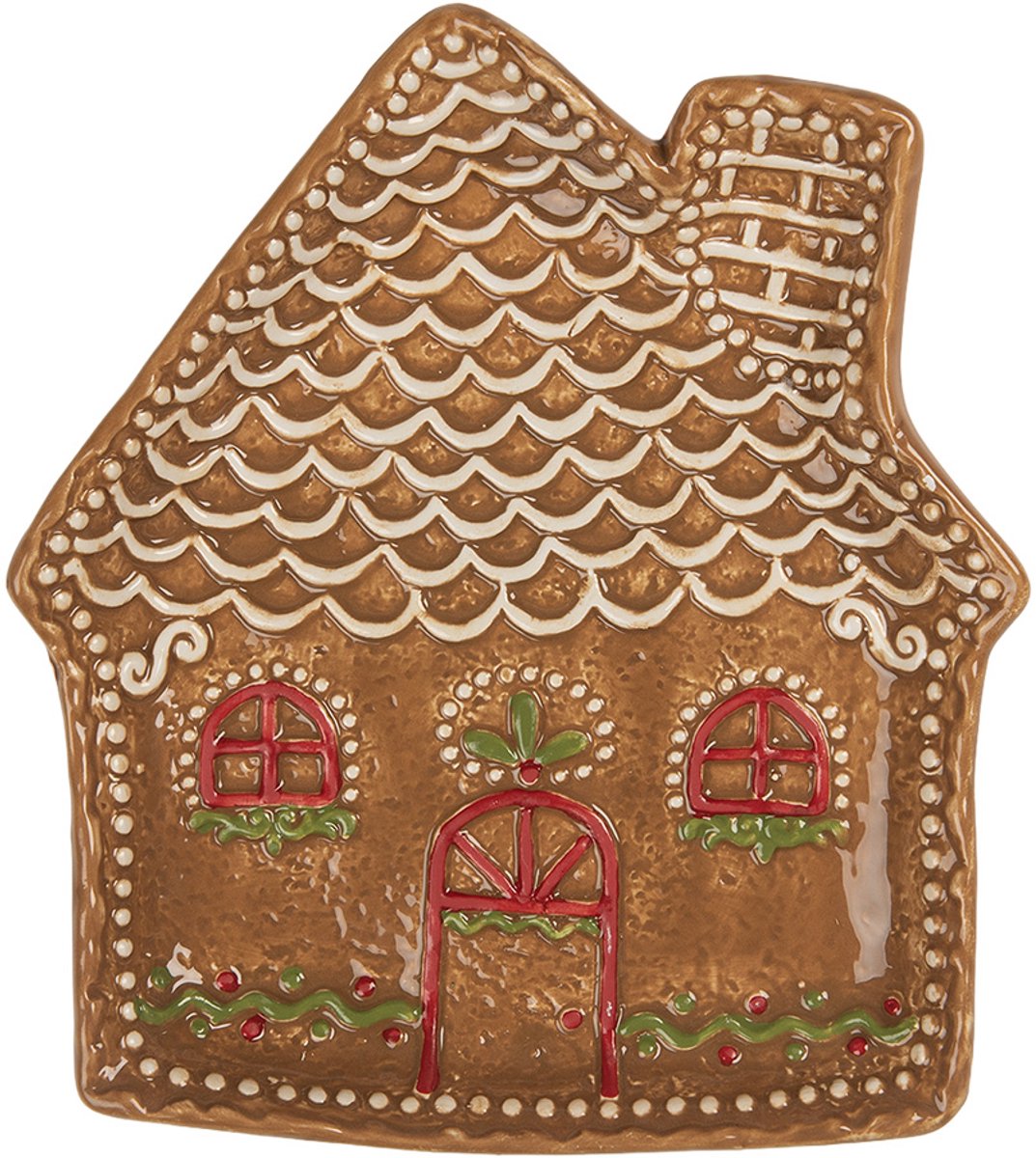 Clayre & Eef Ontbijtbord Gingerbread house 20x18x3 cm Bruin Keramiek